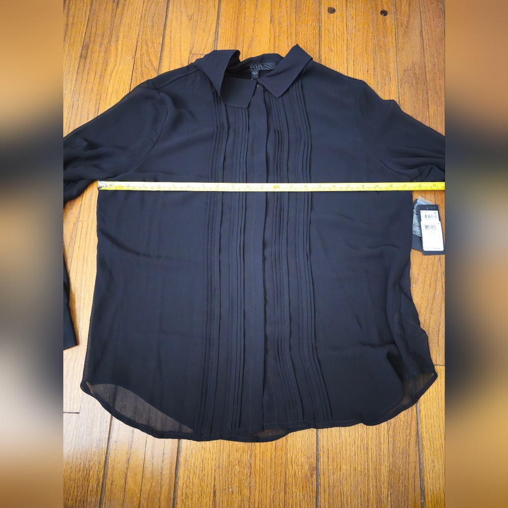 Guess Black PINTUCK TUXEDO SHIRT